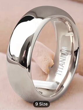 Titanium 6mm shiny women/men Steel High-Polish Dome Ring - Silver